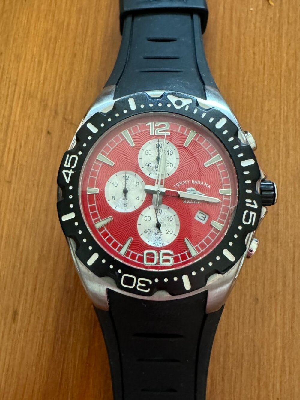 Tommy Bahama RLX1006 BEACH CRUISER Chronograph Red Black Polyurethane StrapWatch